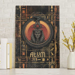 Atum Ancient Egyptian Canvas Wall Art with Dark Hieroglyph Grid, Ouroboros Serpent Ring and The Final Serpent - African Pride