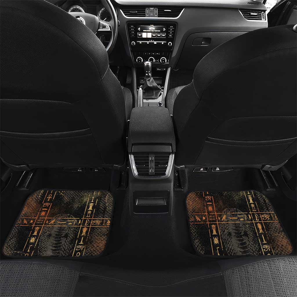 Atum Ancient Egyptian Car Mats with Dark Hieroglyph Grid, Ouroboros Serpent Ring and The Final Serpent - African Pride