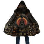 Atum Ancient Egyptian Cloak with Dark Hieroglyph Grid, Ouroboros Serpent Ring and The Final Serpent - African Pride