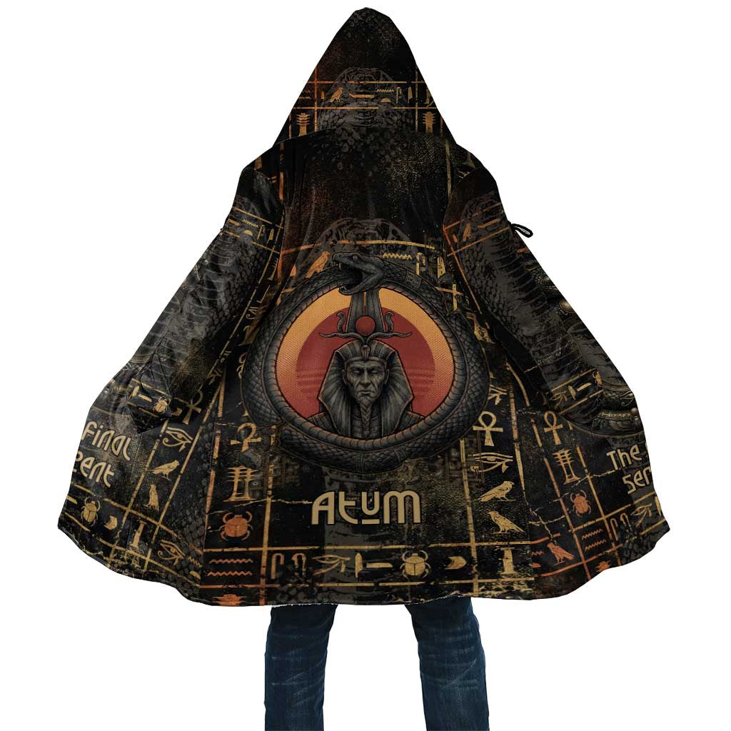 Atum Ancient Egyptian Cloak with Dark Hieroglyph Grid, Ouroboros Serpent Ring and The Final Serpent - African Pride