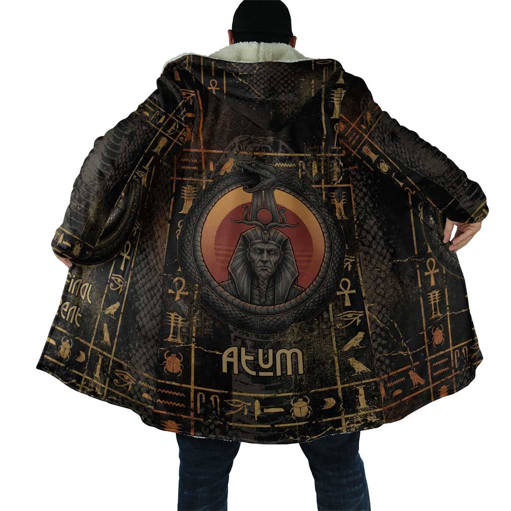 Atum Ancient Egyptian Cloak with Dark Hieroglyph Grid, Ouroboros Serpent Ring and The Final Serpent - African Pride