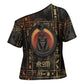 Atum Ancient Egyptian Cross Shoulder Shirt with Dark Hieroglyph Grid, Ouroboros Serpent Ring and The Final Serpent - African Pride
