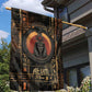Atum Ancient Egyptian Garden Flag with Dark Hieroglyph Grid, Ouroboros Serpent Ring and The Final Serpent - African Pride