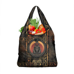 Atum Ancient Egyptian Grocery Bag with Dark Hieroglyph Grid, Ouroboros Serpent Ring and The Final Serpent - African Pride