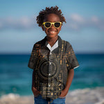 Atum Ancient Egyptian Kid Hawaiian Shirt with Dark Hieroglyph Grid, Ouroboros Serpent Ring and The Final Serpent - African Pride