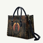 Atum Ancient Egyptian Leather Bag with Dark Hieroglyph Grid, Ouroboros Serpent Ring and The Final Serpent - African Pride