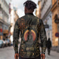 Atum Ancient Egyptian Long Sleeve Button Shirt with Dark Hieroglyph Grid, Ouroboros Serpent Ring and The Final Serpent - African Pride