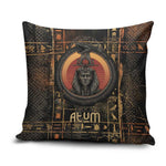 Atum Ancient Egyptian Pillow Cover with Dark Hieroglyph Grid, Ouroboros Serpent Ring and The Final Serpent - African Pride