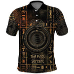 Atum Ancient Egyptian Polo Shirt with Dark Hieroglyph Grid, Ouroboros Serpent Ring and The Final Serpent - African Pride