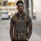 Atum Ancient Egyptian Polo Shirt with Dark Hieroglyph Grid, Ouroboros Serpent Ring and The Final Serpent - African Pride