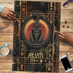 Atum Ancient Egyptian Puzzle with Dark Hieroglyph Grid, Ouroboros Serpent Ring and The Final Serpent - African Pride