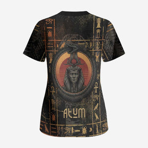Atum Ancient Egyptian Scrub Top with Dark Hieroglyph Grid, Ouroboros Serpent Ring and The Final Serpent - African Pride