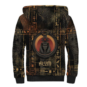Atum Ancient Egyptian Sherpa Hoodie with Dark Hieroglyph Grid, Ouroboros Serpent Ring and The Final Serpent - African Pride