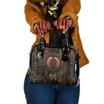 Atum Ancient Egyptian Shoulder Handbag with Dark Hieroglyph Grid, Ouroboros Serpent Ring and The Final Serpent - African Pride