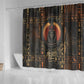 Atum Ancient Egyptian Shower Curtain with Dark Hieroglyph Grid, Ouroboros Serpent Ring and The Final Serpent - African Pride