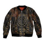 Atum Ancient Egyptian Sleeve Zip Bomber Jacket with Dark Hieroglyph Grid, Ouroboros Serpent Ring and The Final Serpent - African Pride