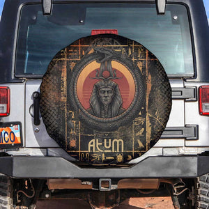 Atum Ancient Egyptian Spare Tire Cover with Dark Hieroglyph Grid, Ouroboros Serpent Ring and The Final Serpent - African Pride