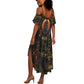 Atum Ancient Egyptian Summer Maxi Dress with Dark Hieroglyph Grid, Ouroboros Serpent Ring and The Final Serpent - African Pride