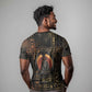 Atum Ancient Egyptian T shirt with Dark Hieroglyph Grid, Ouroboros Serpent Ring and The Final Serpent - African Pride