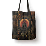 Atum Ancient Egyptian Tote Bag with Dark Hieroglyph Grid, Ouroboros Serpent Ring and The Final Serpent - African Pride