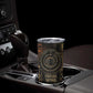 Atum Ancient Egyptian Tumbler Cup with Dark Hieroglyph Grid, Ouroboros Serpent Ring and The Final Serpent - African Pride