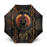 Atum Ancient Egyptian Umbrella with Dark Hieroglyph Grid, Ouroboros Serpent Ring and The Final Serpent - African Pride