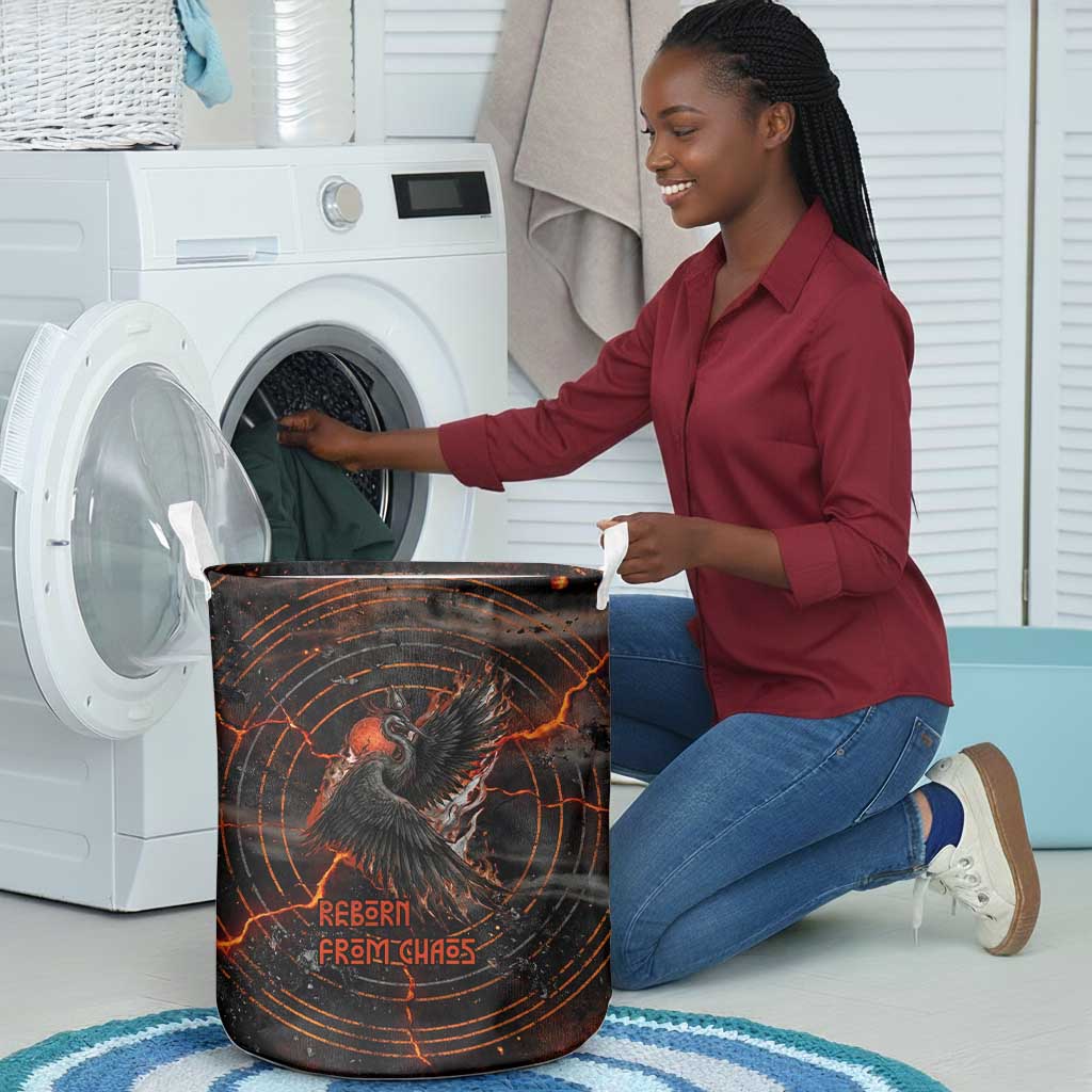 Bennu Laundry Basket Ancient Egyptian Lava Crack Texture, Phoenix Firebird and Reborn from Chaos - African Pride