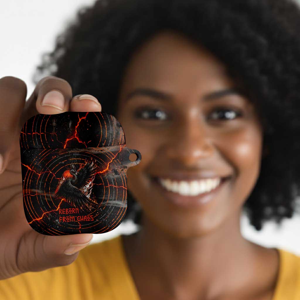 Bennu AirPods Case Ancient Egyptian Lava Crack Texture, Phoenix Firebird and Reborn from Chaos - African Pride