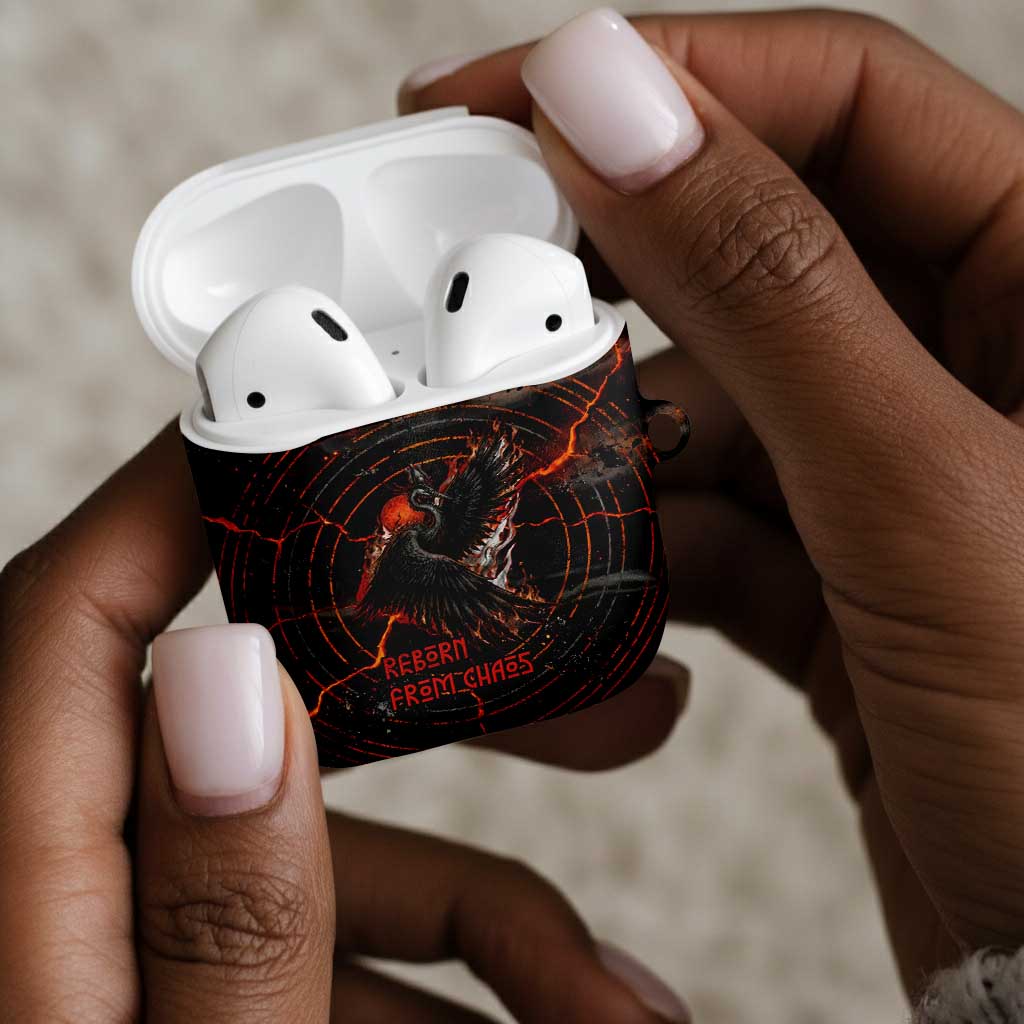 Bennu AirPods Case Ancient Egyptian Lava Crack Texture, Phoenix Firebird and Reborn from Chaos - African Pride