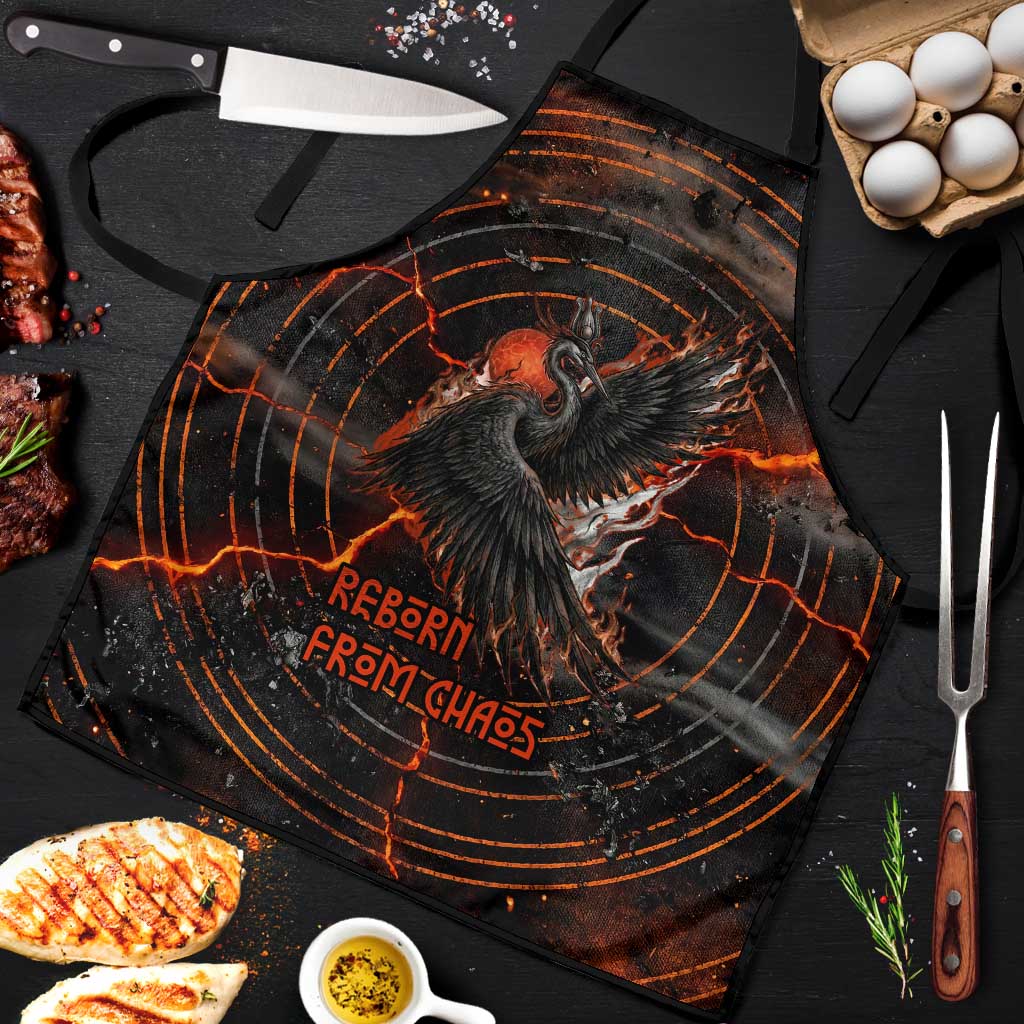Bennu Apron Ancient Egyptian Lava Crack Texture, Phoenix Firebird and Reborn from Chaos - African Pride