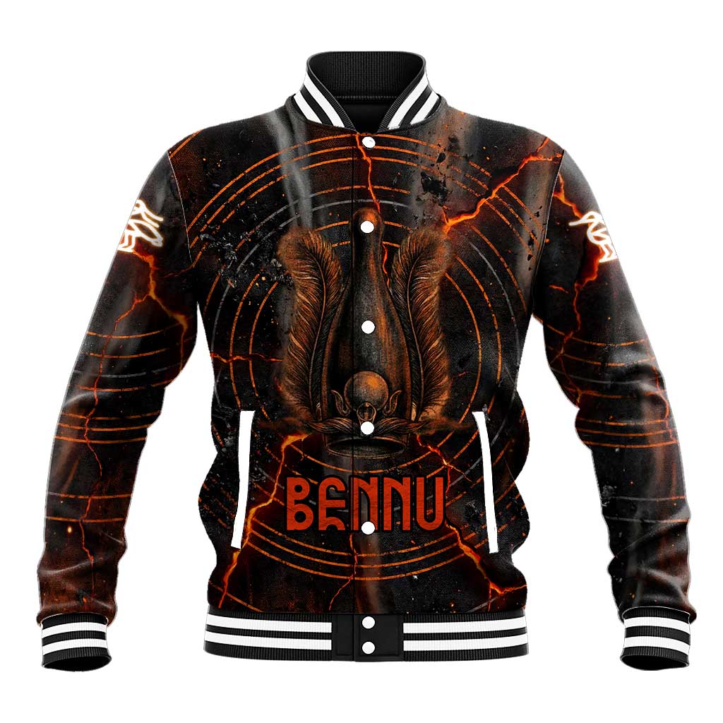 Bennu Baseball Jacket Ancient Egyptian Lava Crack Texture, Phoenix Firebird and Reborn from Chaos - African Pride