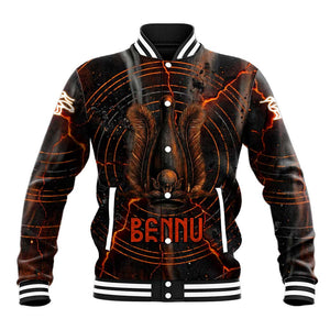 Bennu Baseball Jacket Ancient Egyptian Lava Crack Texture, Phoenix Firebird and Reborn from Chaos - African Pride
