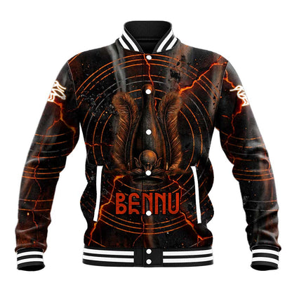 Bennu Baseball Jacket Ancient Egyptian Lava Crack Texture, Phoenix Firebird and Reborn from Chaos - African Pride