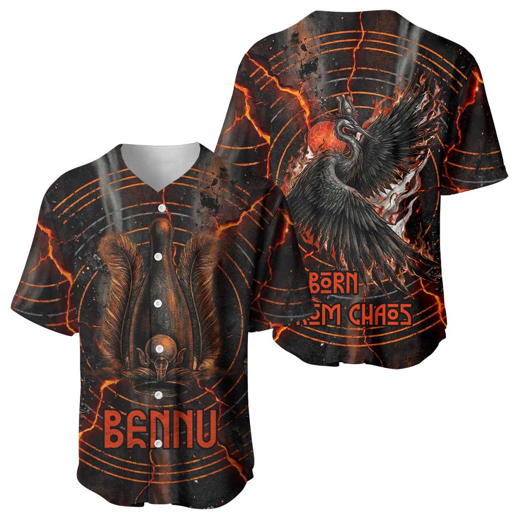 Bennu Baseball Jersey Ancient Egyptian Lava Crack Texture, Phoenix Firebird and Reborn from Chaos - African Pride