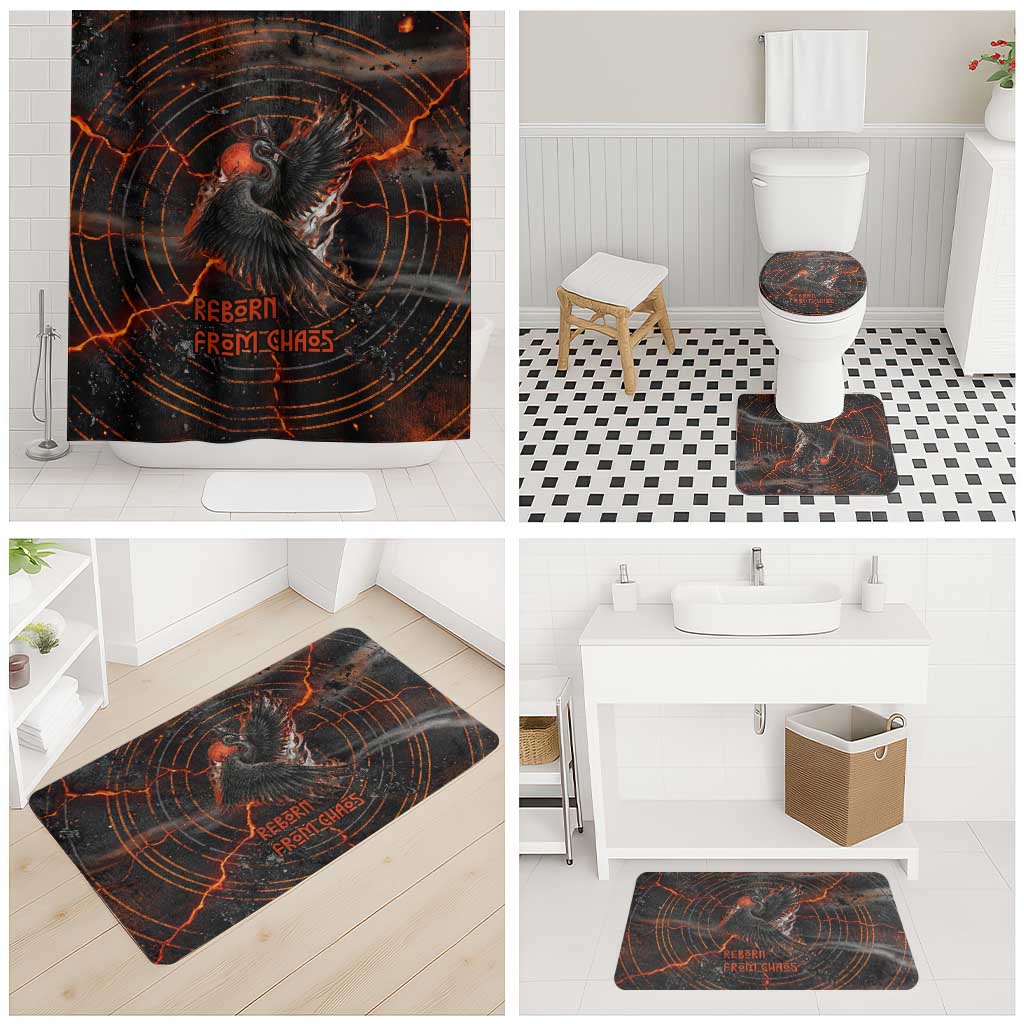 Bennu Bathroom Set Ancient Egyptian Lava Crack Texture, Phoenix Firebird and Reborn from Chaos - African Pride