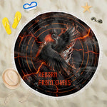 Bennu Beach Blanket Ancient Egyptian Lava Crack Texture, Phoenix Firebird and Reborn from Chaos - African Pride