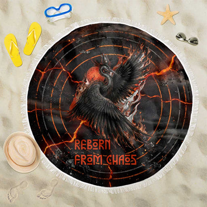 Bennu Beach Blanket Ancient Egyptian Lava Crack Texture, Phoenix Firebird and Reborn from Chaos - African Pride