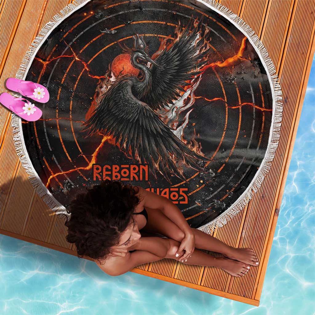 Bennu Beach Blanket Ancient Egyptian Lava Crack Texture, Phoenix Firebird and Reborn from Chaos - African Pride