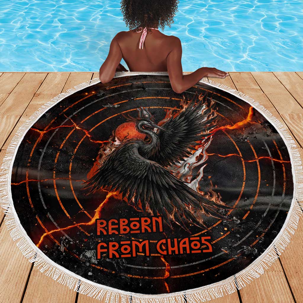 Bennu Beach Blanket Ancient Egyptian Lava Crack Texture, Phoenix Firebird and Reborn from Chaos - African Pride
