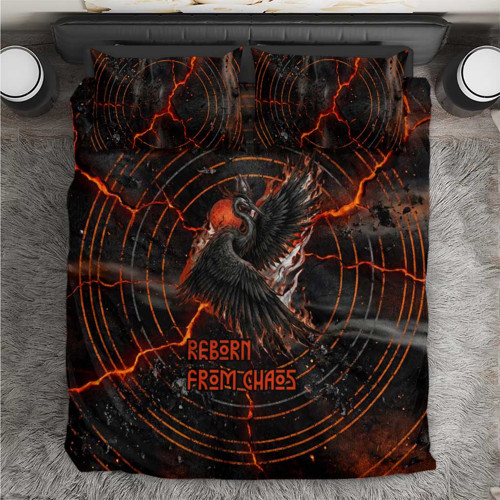 Bennu Bedding Set Ancient Egyptian Lava Crack Texture, Phoenix Firebird and Reborn from Chaos - African Pride