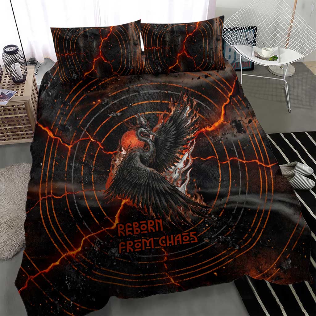 Bennu Bedding Set Ancient Egyptian Lava Crack Texture, Phoenix Firebird and Reborn from Chaos - African Pride
