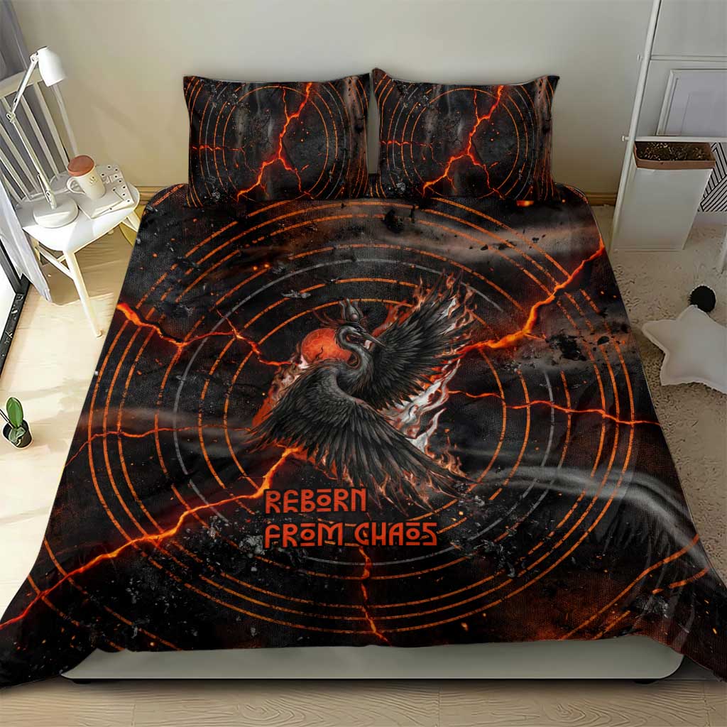 Bennu Bedding Set Ancient Egyptian Lava Crack Texture, Phoenix Firebird and Reborn from Chaos - African Pride