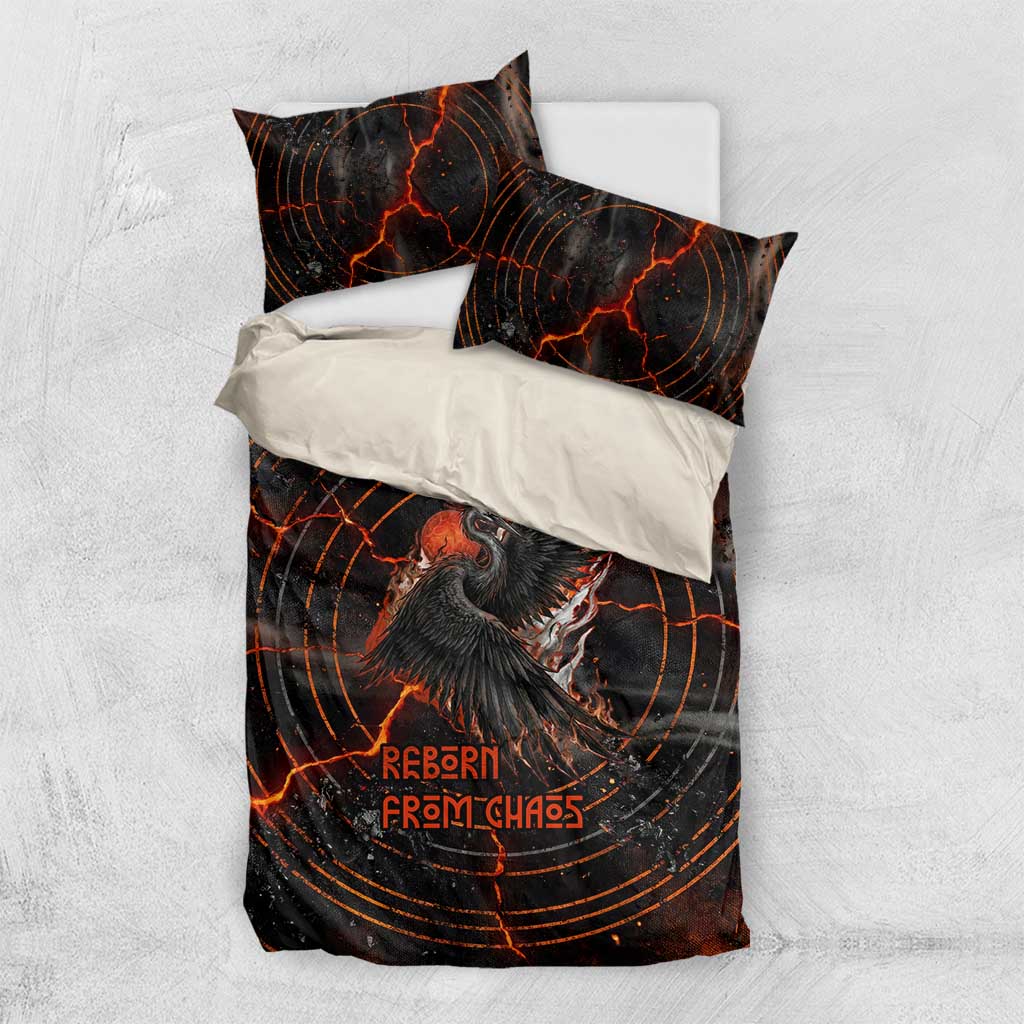 Bennu Bedding Set Ancient Egyptian Lava Crack Texture, Phoenix Firebird and Reborn from Chaos - African Pride