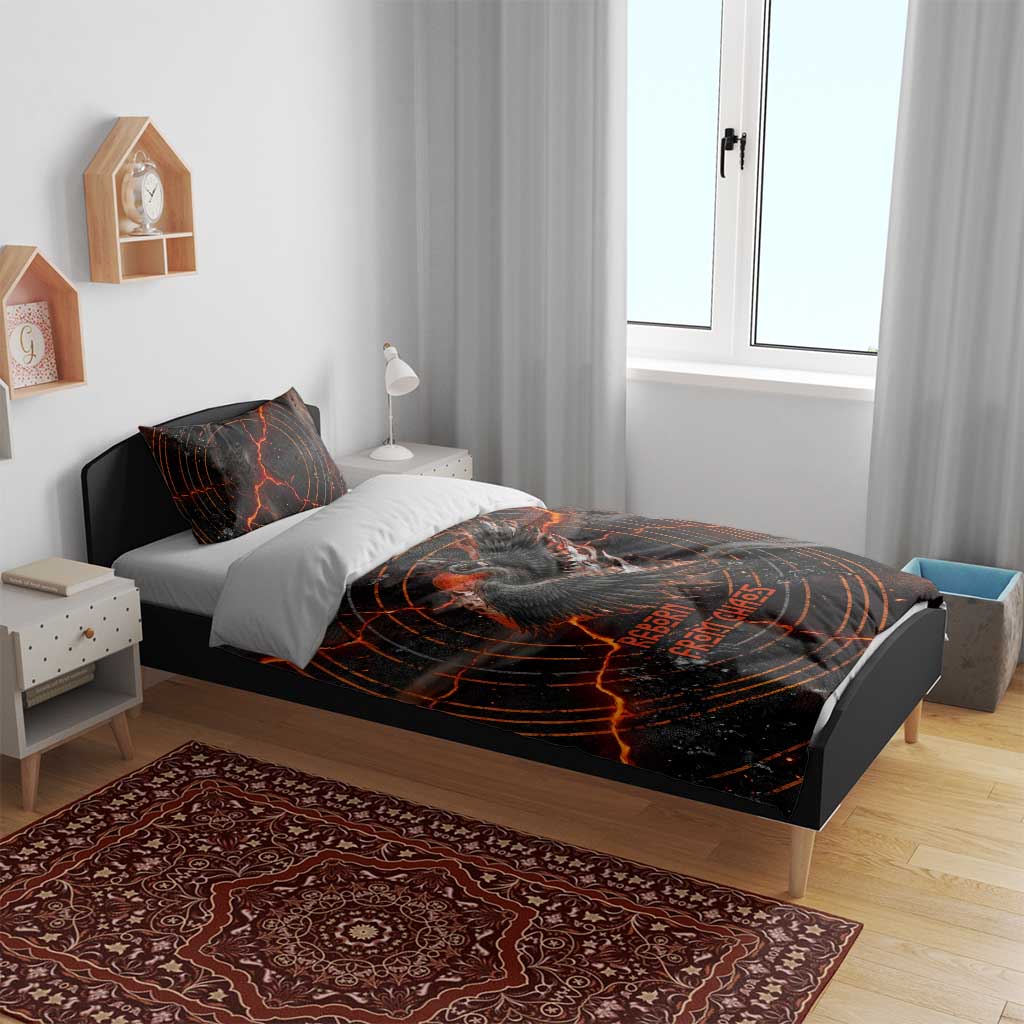 Bennu Bedding Set Ancient Egyptian Lava Crack Texture, Phoenix Firebird and Reborn from Chaos - African Pride