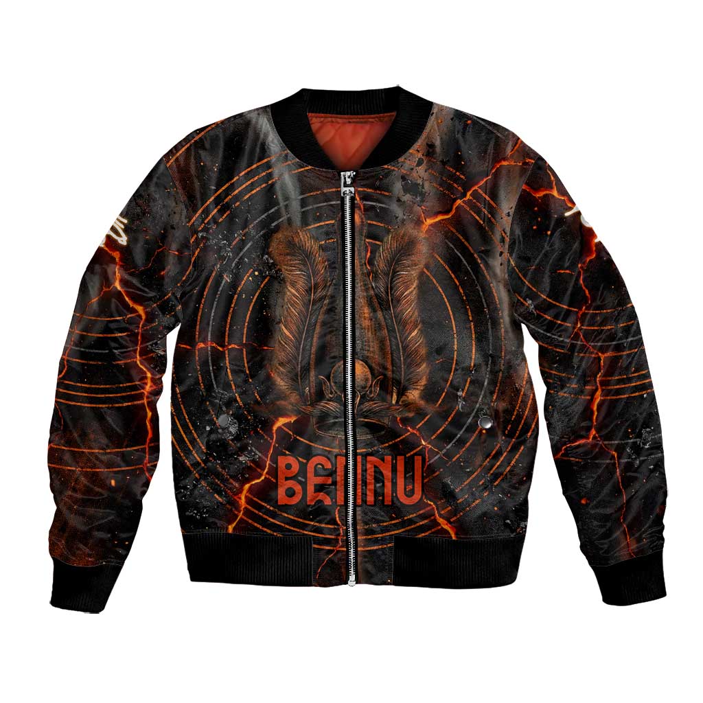 Bennu Bomber Jacket Ancient Egyptian Lava Crack Texture, Phoenix Firebird and Reborn from Chaos - African Pride
