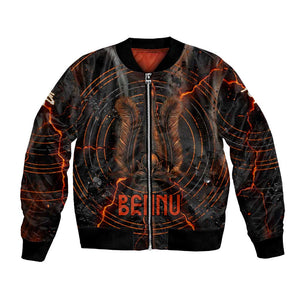 Bennu Bomber Jacket Ancient Egyptian Lava Crack Texture, Phoenix Firebird and Reborn from Chaos - African Pride