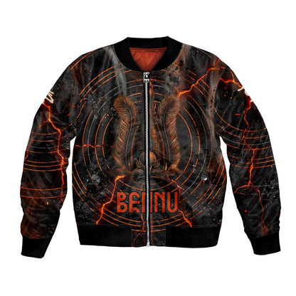 Bennu Bomber Jacket Ancient Egyptian Lava Crack Texture, Phoenix Firebird and Reborn from Chaos - African Pride