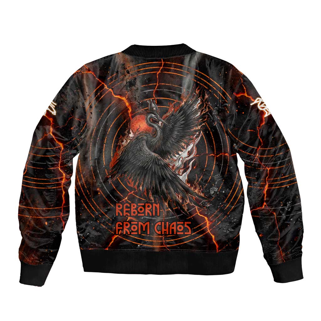 Bennu Bomber Jacket Ancient Egyptian Lava Crack Texture, Phoenix Firebird and Reborn from Chaos - African Pride
