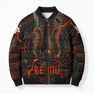 Bennu Bomber Puffer Jacket Ancient Egyptian Lava Crack Texture, Phoenix Firebird and Reborn from Chaos - African Pride