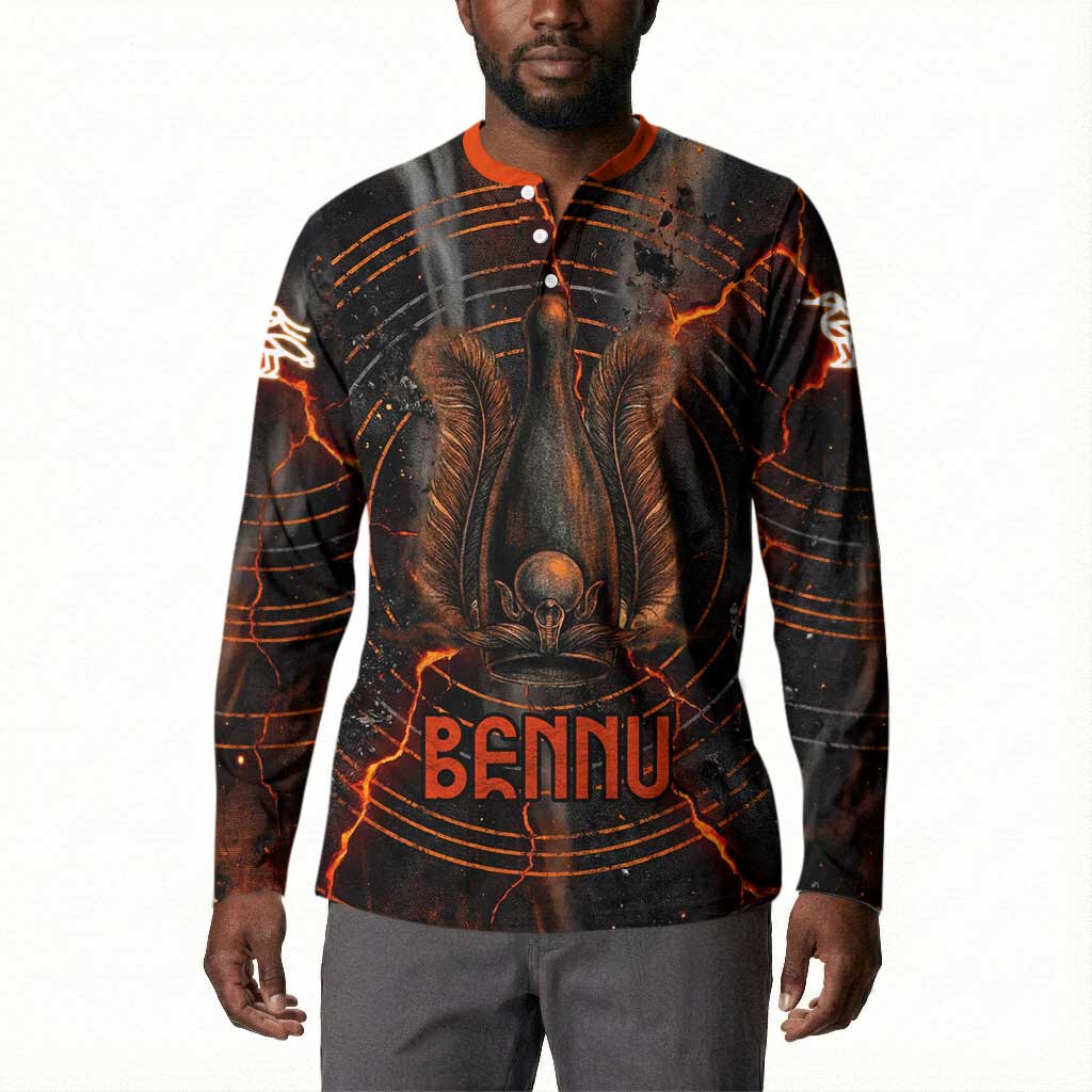 Bennu Button Sweatshirt Ancient Egyptian Lava Crack Texture, Phoenix Firebird and Reborn from Chaos